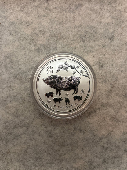 1 oz Year of the Pig Coin In Capsule | .999 Fine Silver | Lunar Series | Bullion